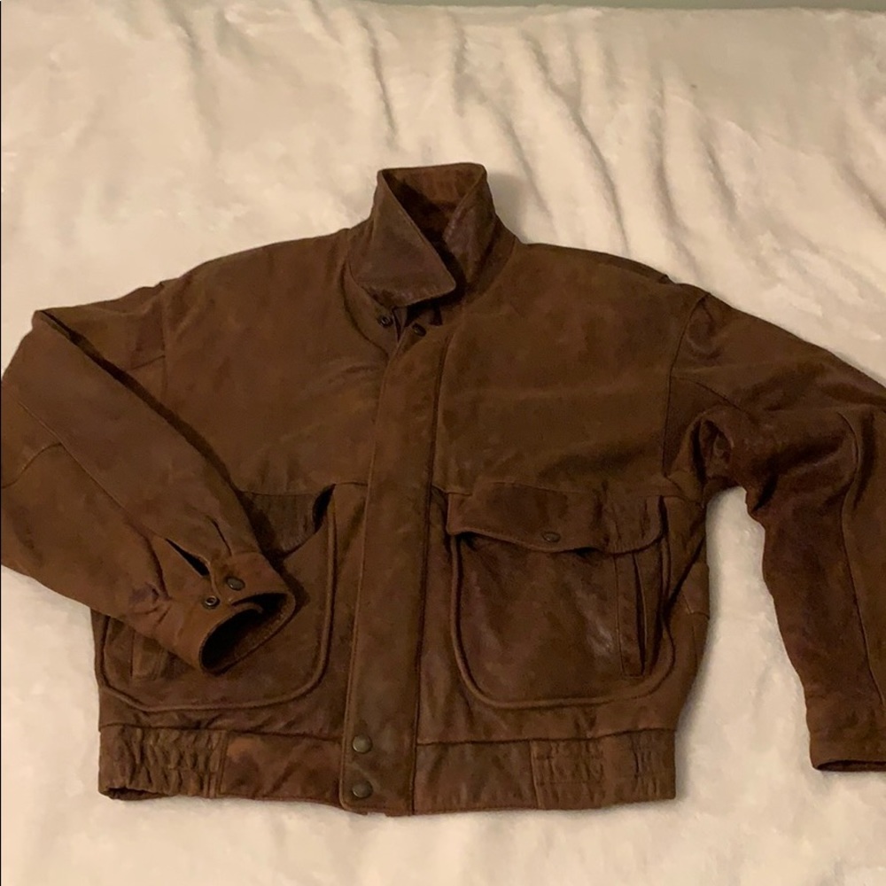 Leather bomber jacket